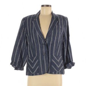 CAbi  Striped 100% Linen Blue Blazer